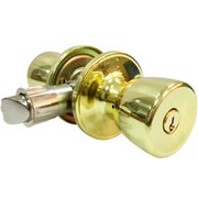 LASTPLAY Tru-Guard Tulip Style Knob Mobile Home Entry Lockset; Polished Brass LA843591